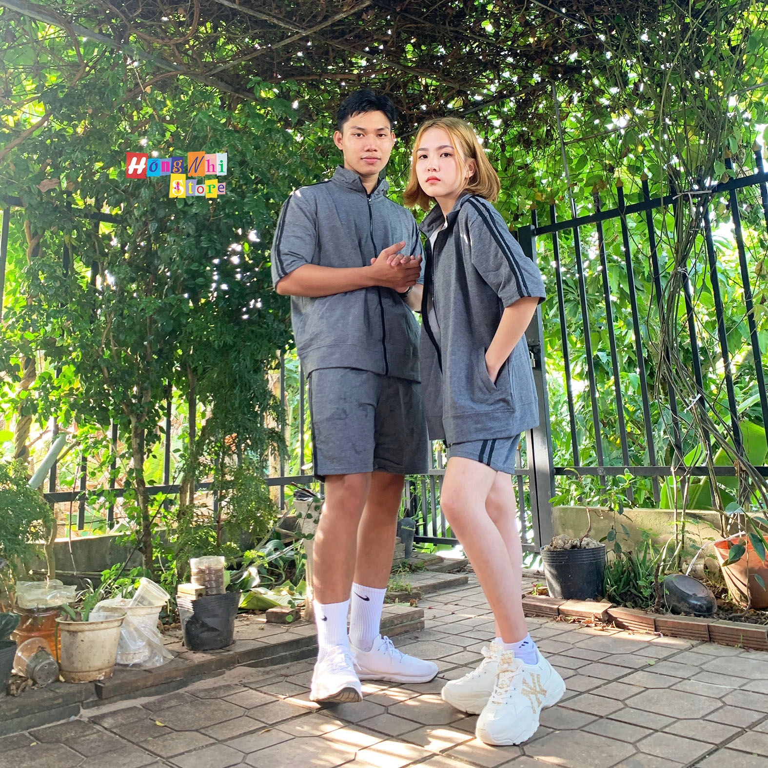 Set Bộ Thể Thao Oversize Ulzzang Unisex Áo Khoác Tay Ngắn Quần Short Màu Xám Cao Cấp - MM