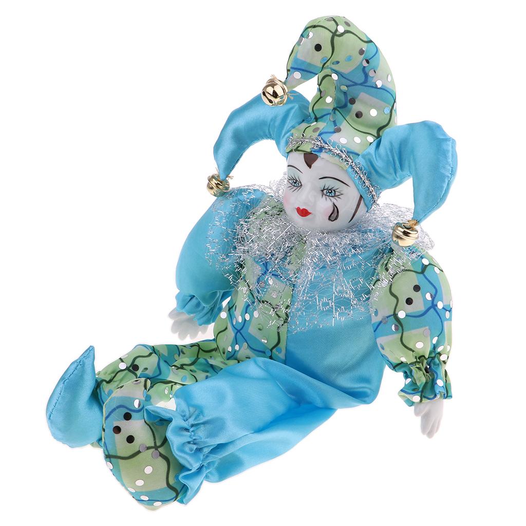30CM Italian Doll Porcelain Clown Figures Artware Fit for Valentine Gift, for Home Office Display Decor Ornaments