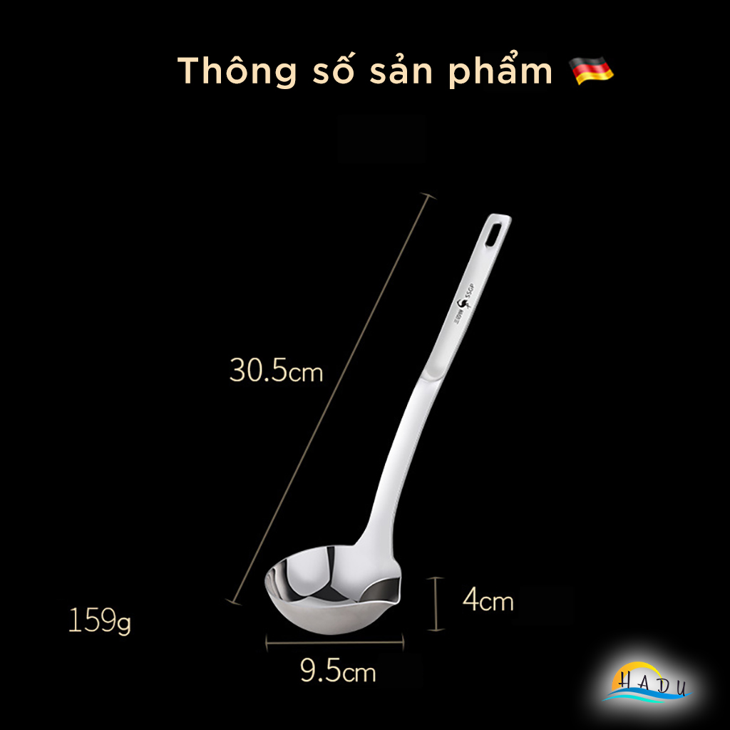 Muôi Canh Lọc Tách Dầu Mỡ Inox 304 Cao Cấp Đạt Chất Lượng Đức SSGP