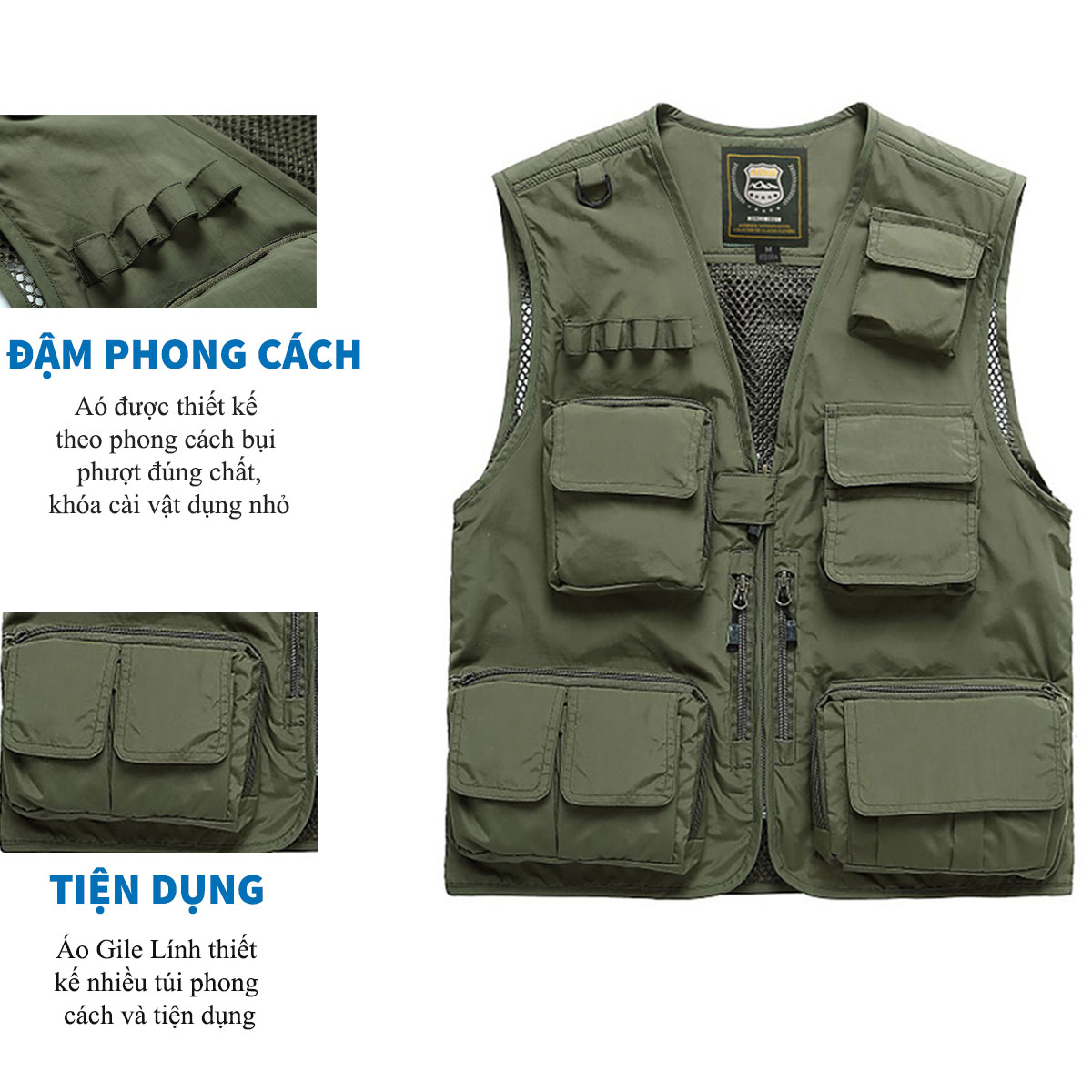 Hình ảnh Áo Gile Nam Lính Mỹ U869 Phong Cách US ARMY - HÀNG CHÍNH HÃNG