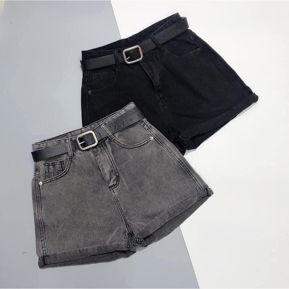 Quần sooc jeans TRƠN 2 màu đen, xám