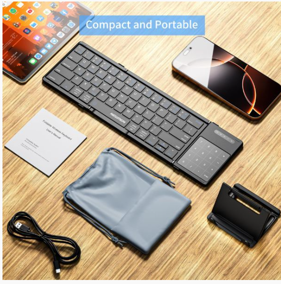 Bàn phím gấp gọn không dây Bluetooth Newmen BK66 Foldable với Touchpad - Hàng chính hãng