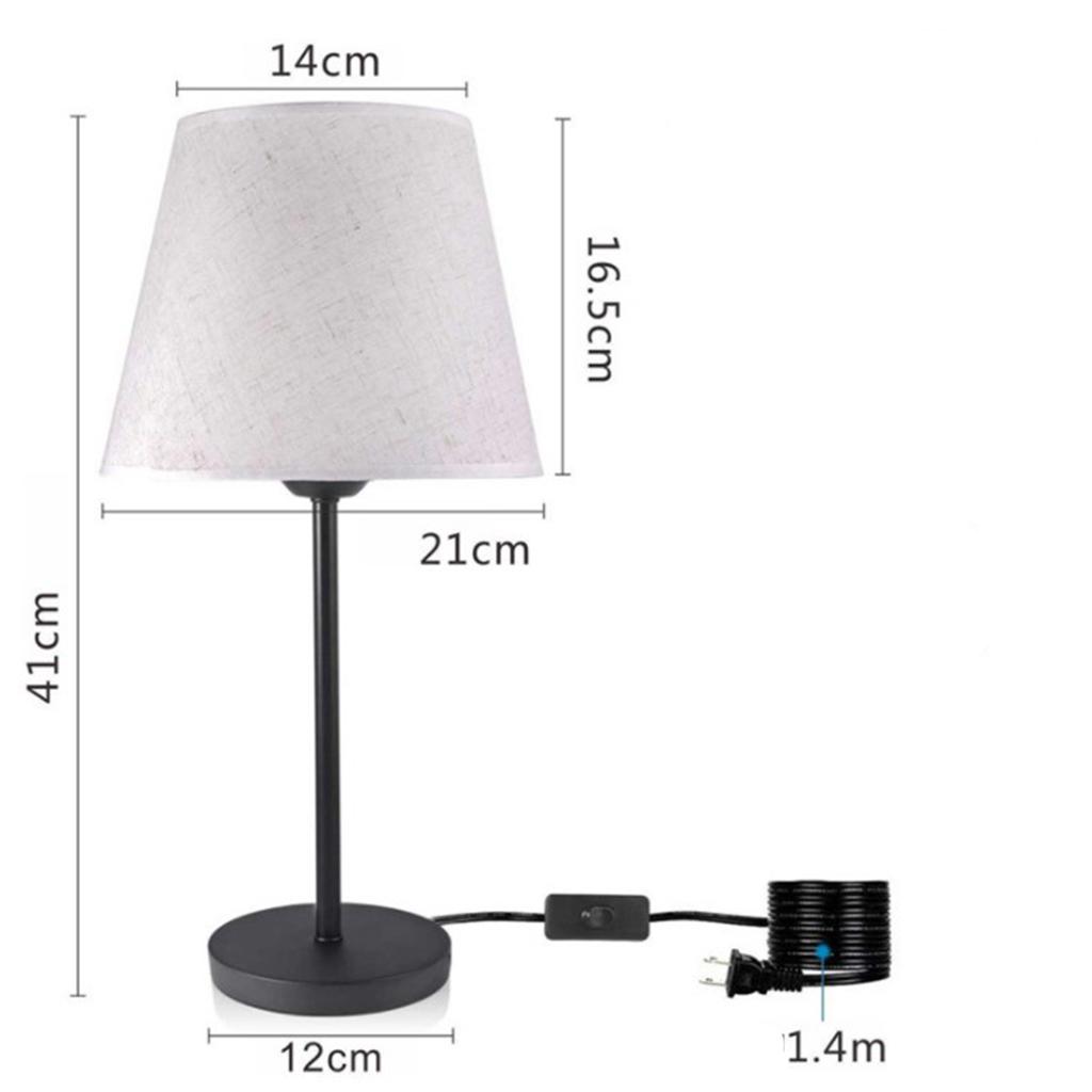 2xMetal Bedside Table Lamps Base 3-Way Dimmable Fabric Lampshade Desk Light