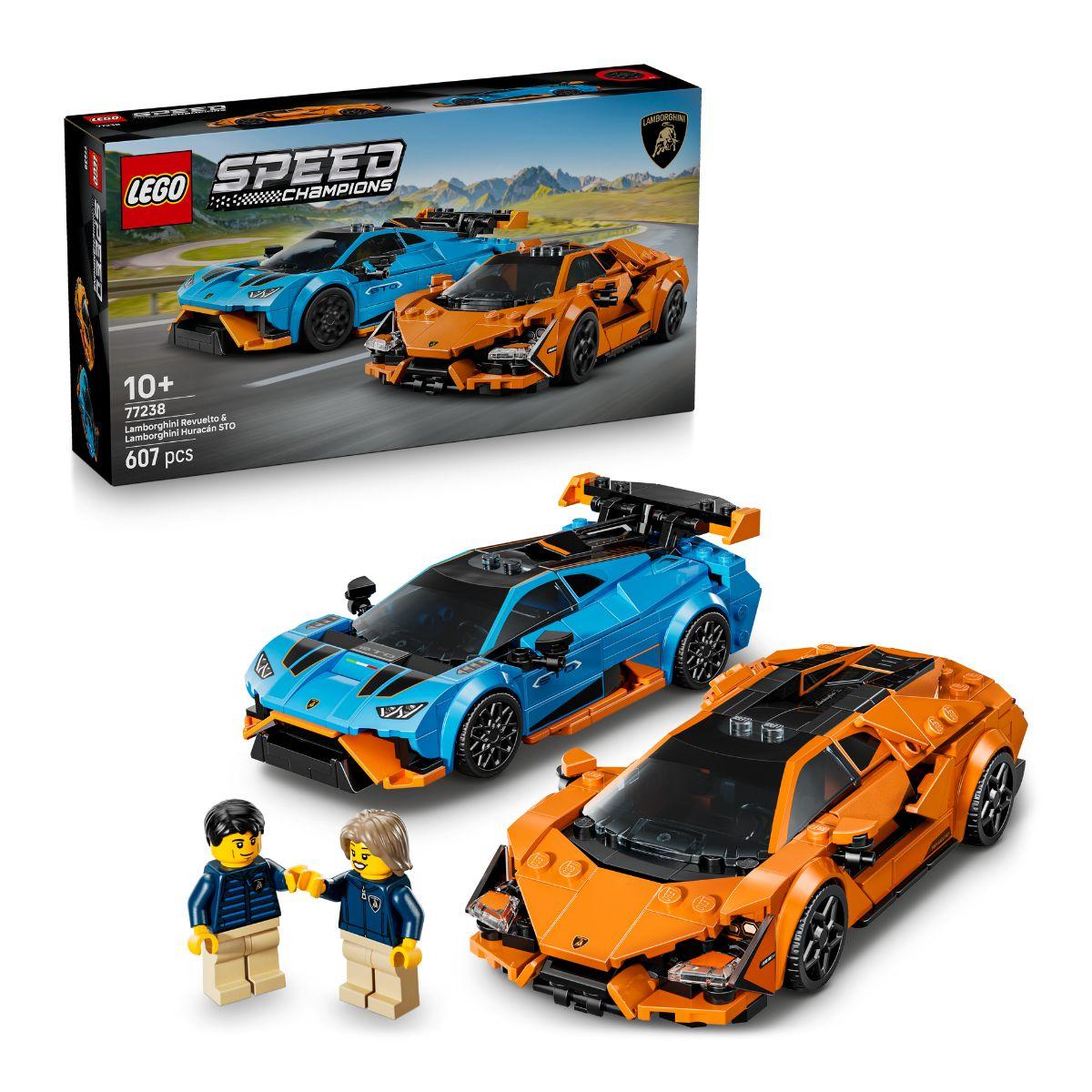 LEGO SPEED CHAMPIONS 77238 Đồ Chơi Bộ Lắp Ráp Bộ Đôi Siêu Xe Lamborghini Revuelto Và Huracán (607 chi tiết)
