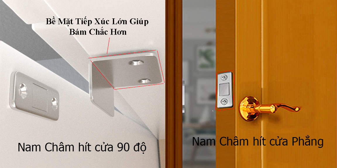 Nam Châm Hít, Giữ Ngăn Kéo, Cửa Tủ Vuông 90 Độ KUNBE, Không Cần Khoan, Chắc Chắn, Siêu Tiện Ích