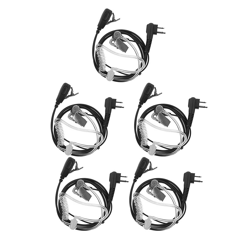 5pcs 2-PIN PTT Mic Covert Acoustic Tube Earpiece Headset For Two Way Radio