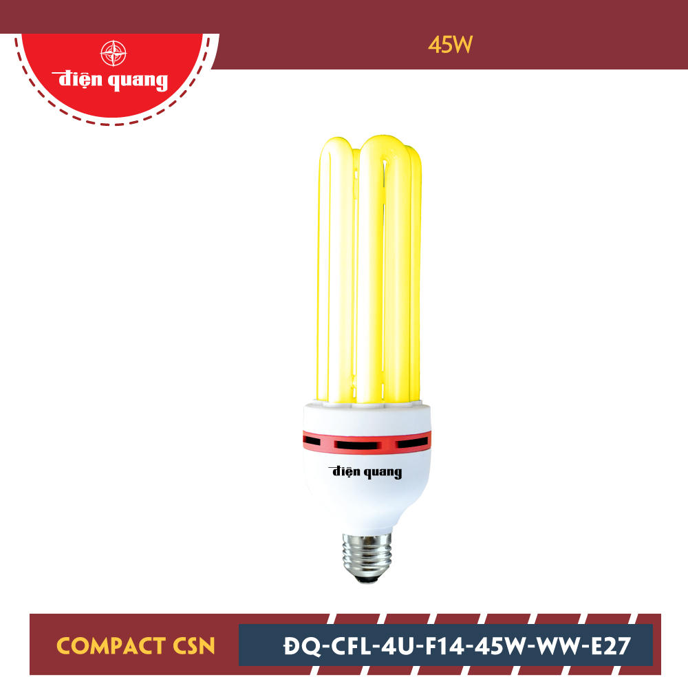 Đèn Compact Điện Quang ĐQ-CFL-4U-F14-45W-WW-E27