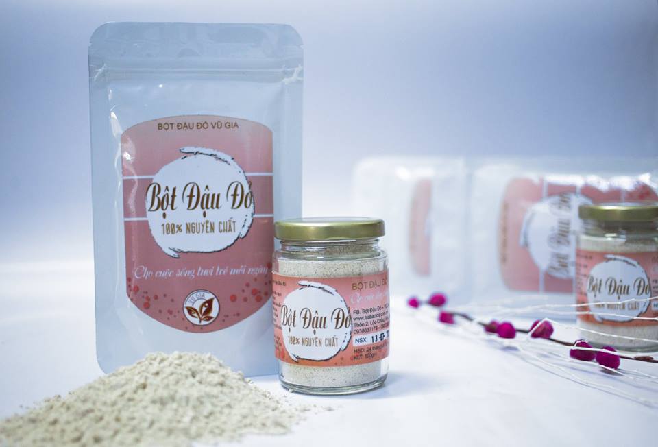 Combo Bột Đậu Đỏ + Bột Cám Gạo - Nguyên Chất Bảo Lộc Vũ Gia + Tặng Bộ Pha Chế Đắp Mặt Nạ Cao Cấp