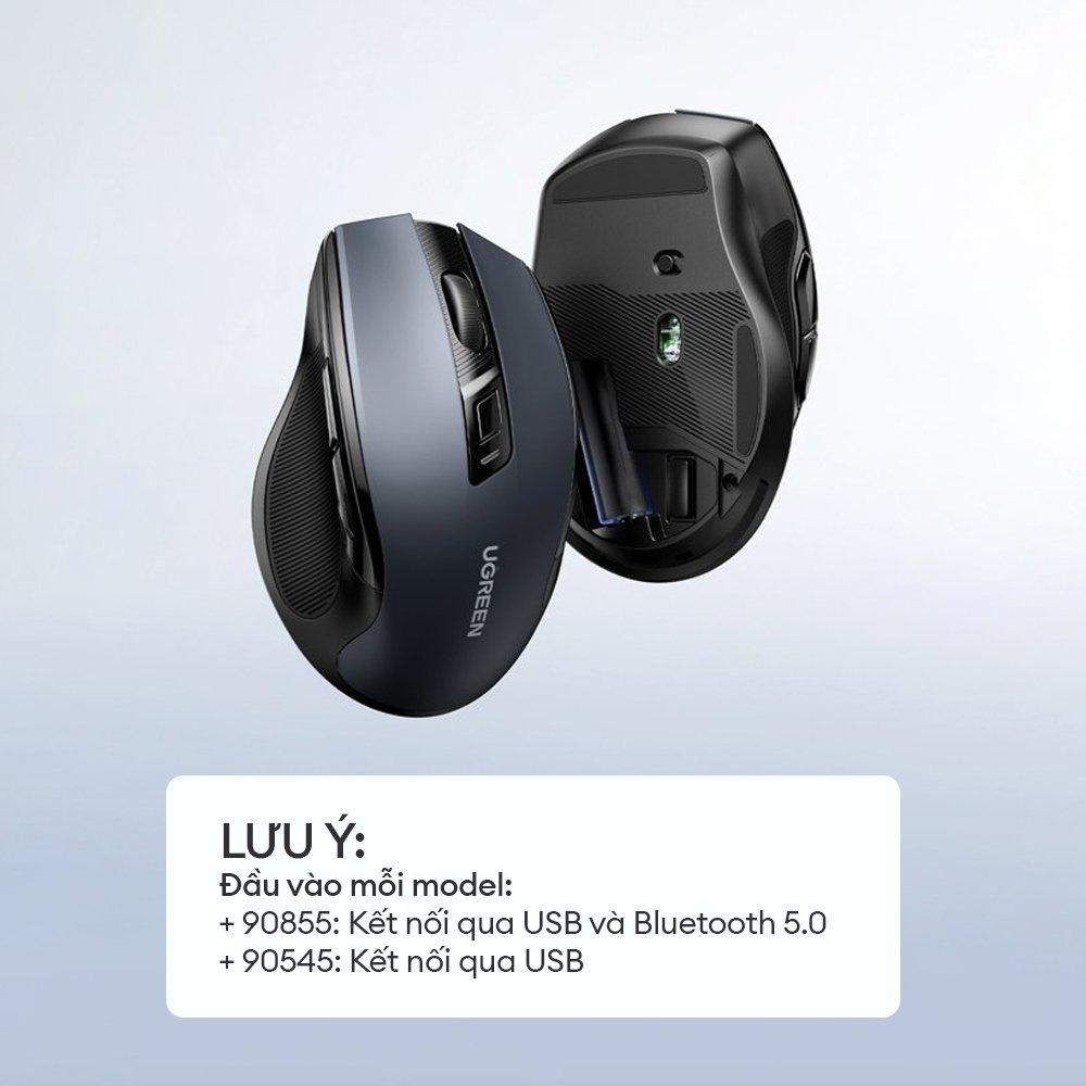 Chuột không dây (Bluetooth 5.0) 2.4G Ugreen MU006 Chế Độ Kép Chuột Ergonomic 4000 DPI | 6 Nút Tắt Tiếng | Hàng chính hãng | Bảo hành 18 tháng 1 đổi 1