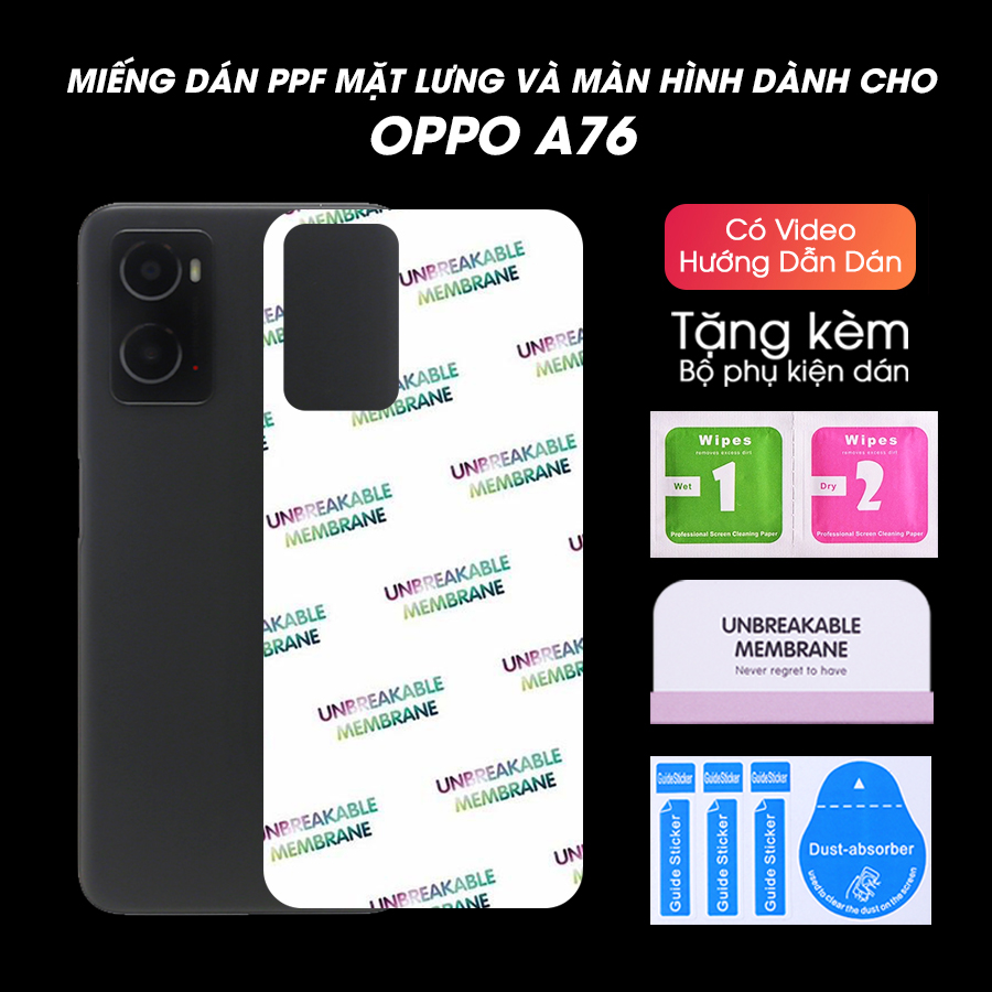 Dán Dẻo PPF Mặt Lưng, Màn Hình Dành Cho Oppo A76 Chống Trầy Xước Kèm Bộ Phụ Kiện Dán - Handtown - Hàng Chính Hãng
