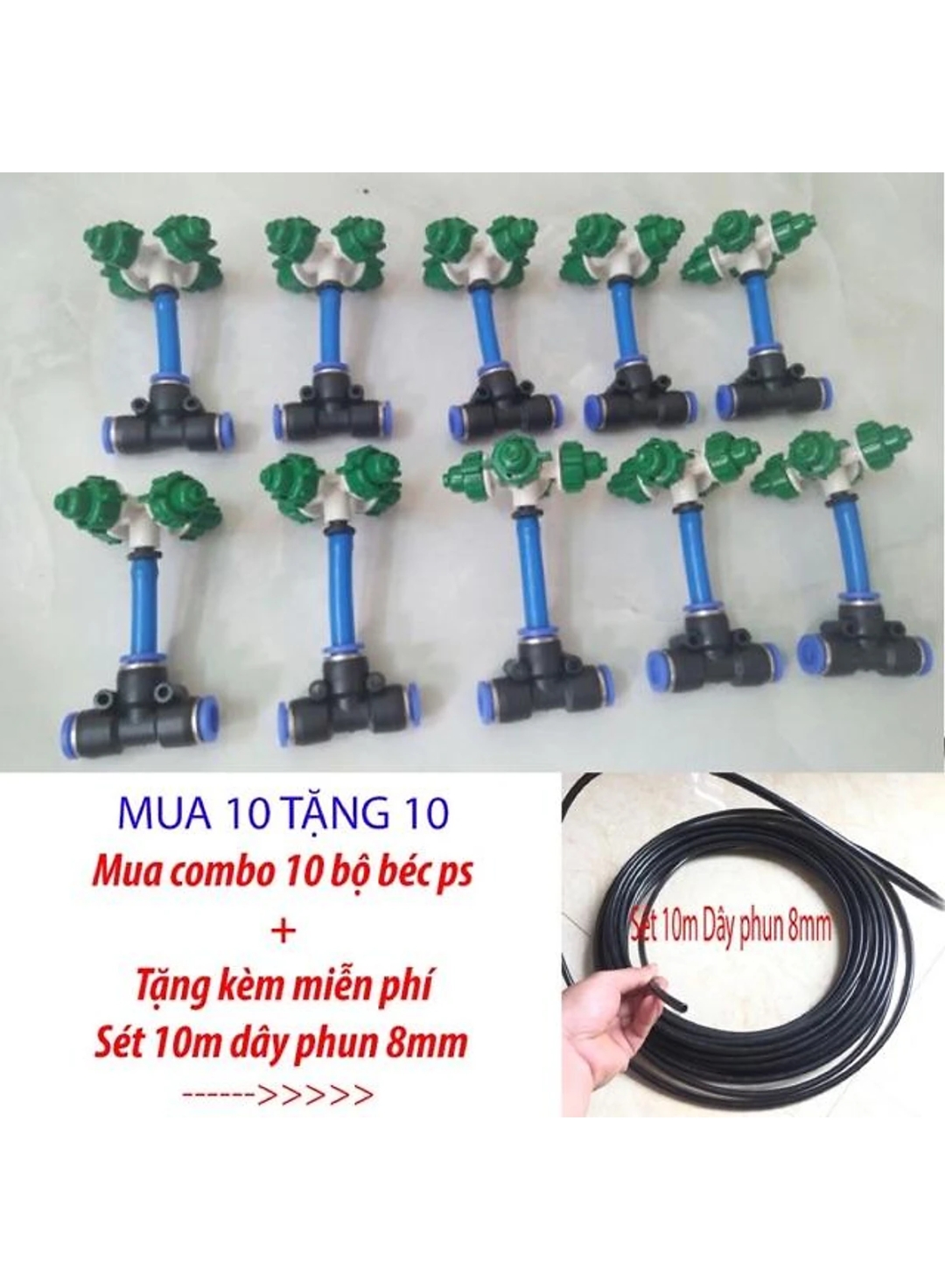 Cobom 10 béc phun sương tặng kèm 10m dây 8mm