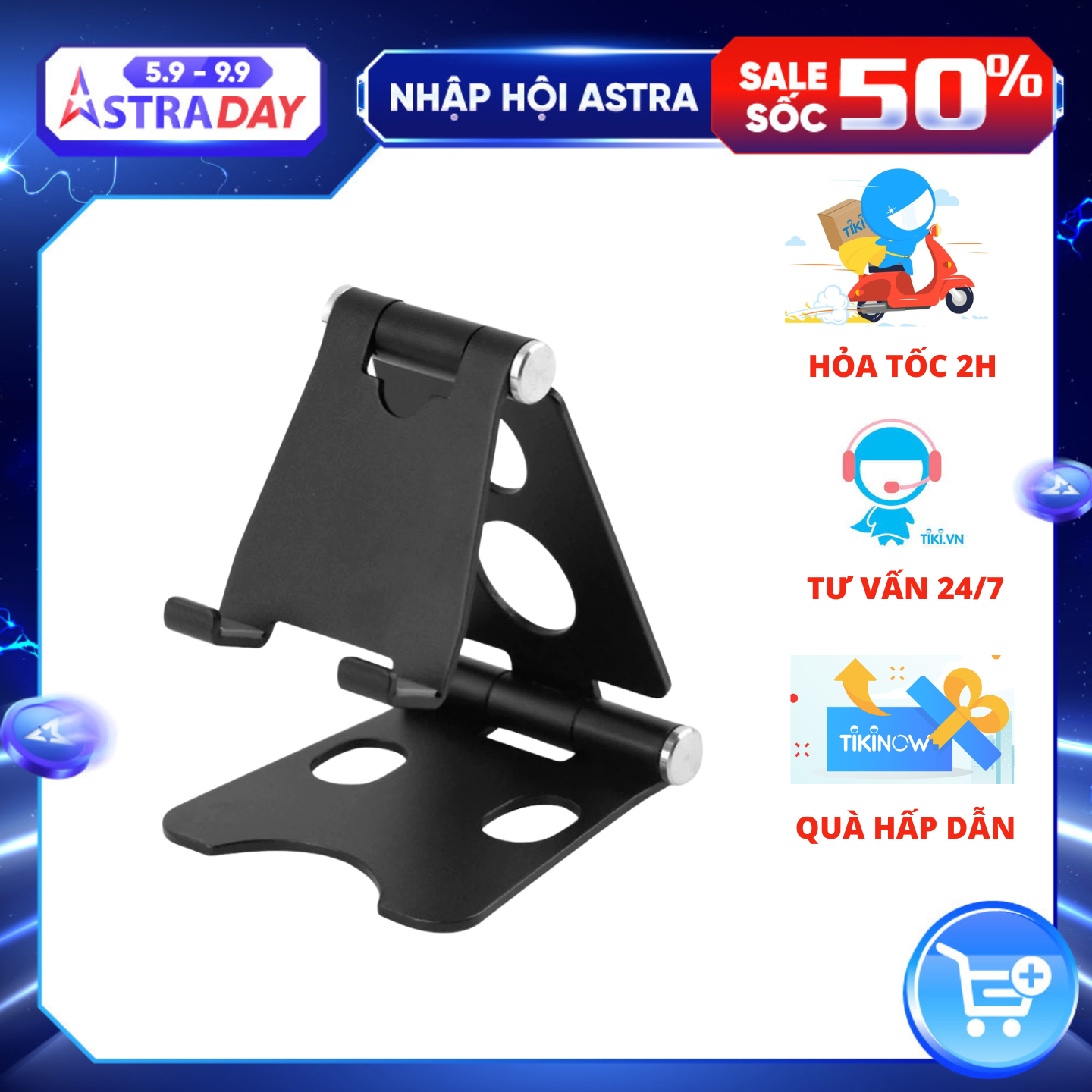 Giá đỡ điện thoại và máy tính bảng bằng kim loại nhôm gấp gọn ( Giao  màu ngẫu nhiên) - Hàng chính hãng