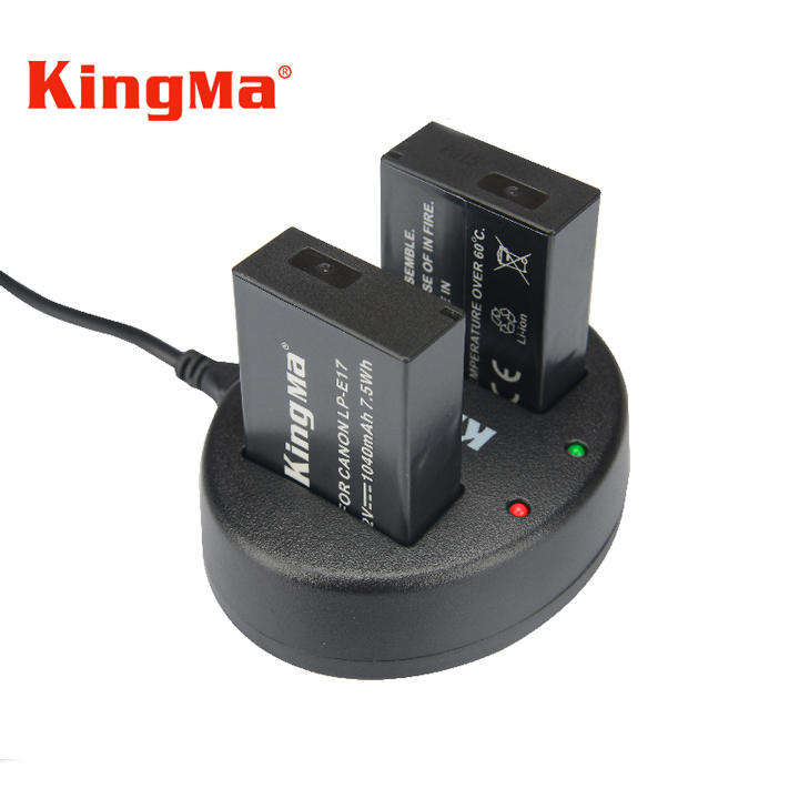 Sạc đôi kèm cáp sạc và 2 pin sạc KingMa LP-E17 cho Canon EOS M3 M5 M6 760D 800D - Hàng chính hãng