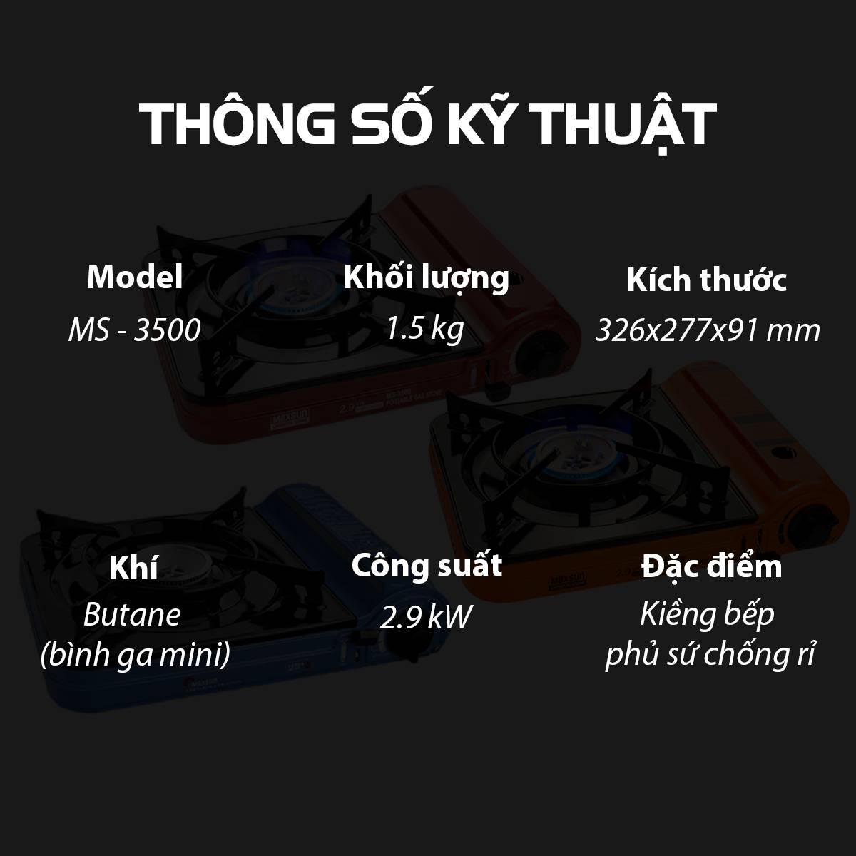 Bếp Ga Mini Maxsun MS-3500 - Hàng chính hãng