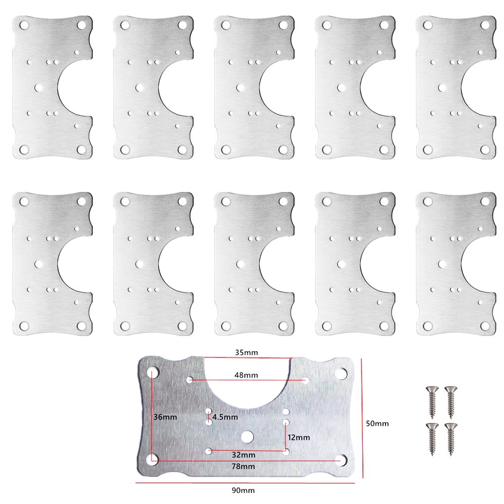 Combo 10 Miếng Tấm Pát Pad Thép Vuông Chữ Nhật Sửa Bản Lề Tủ Cửa Gỗ Lỗ Vít Door Hinge Repair Kit