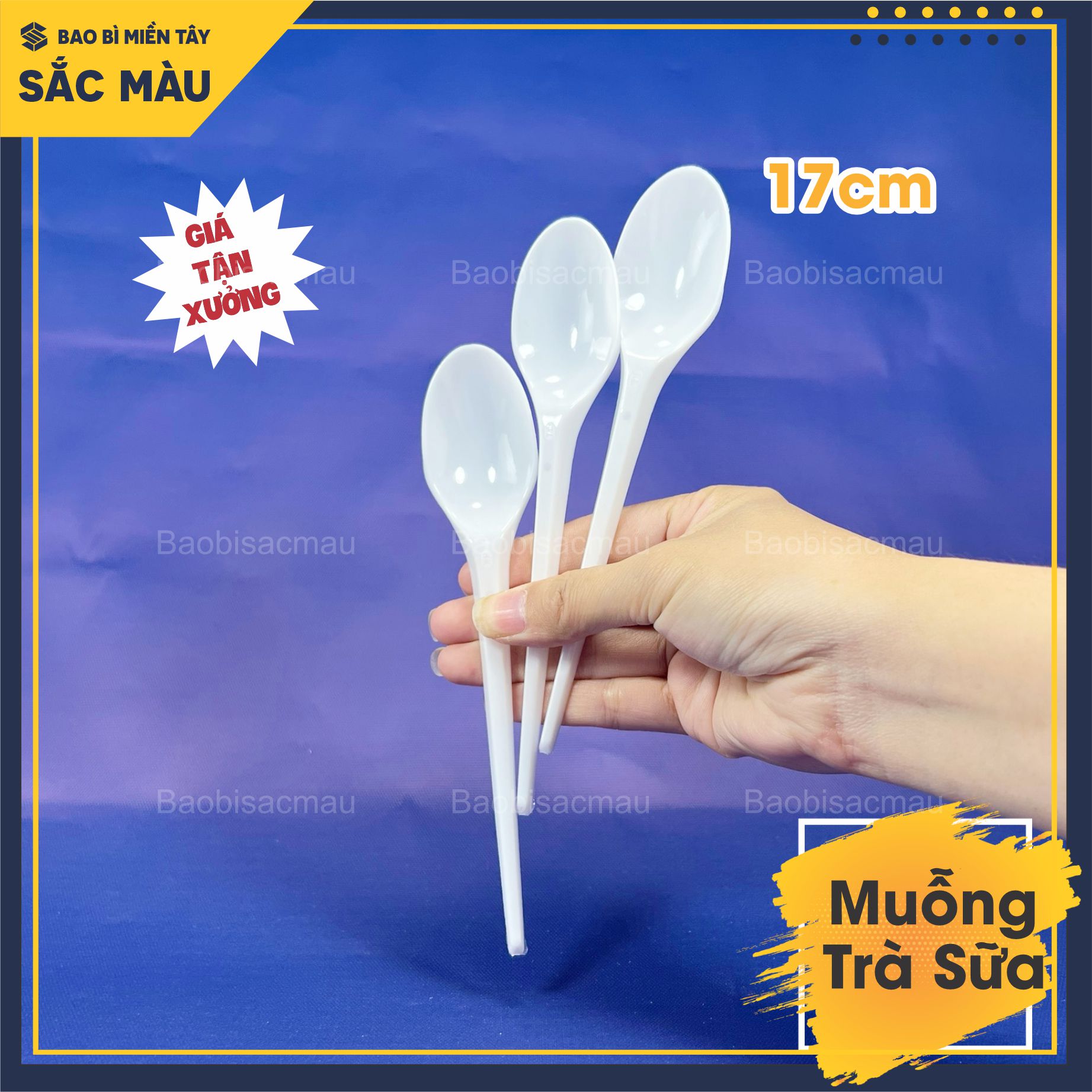 Sỉ 100 muỗng nhựa 17cm dành cho quán trà sữa, muỗng nhựa cà phê, muỗng nhựa sinh tố