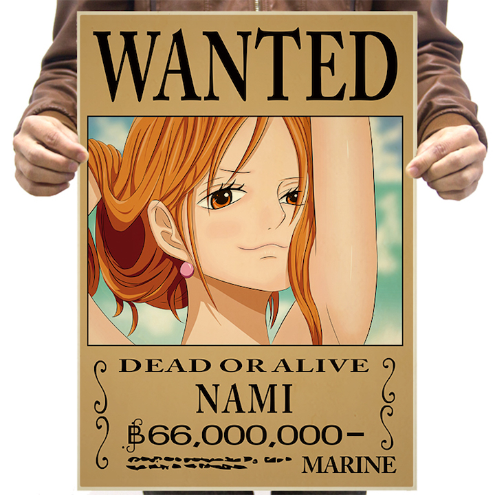 Bộ 9 tấm poster anime dán tường Wanted Băng Mũ Rơm - One Piece