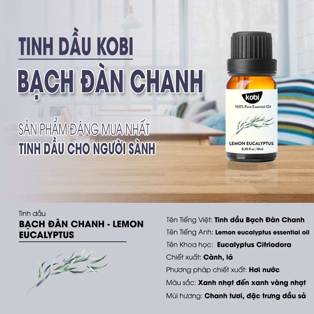 Tinh dầu Bạch đàn chanh Kobi Lemon eucalyptus essential oil giúp mang lại cảm giác tươi mới, kháng khuẩn hiệu quả -5ml