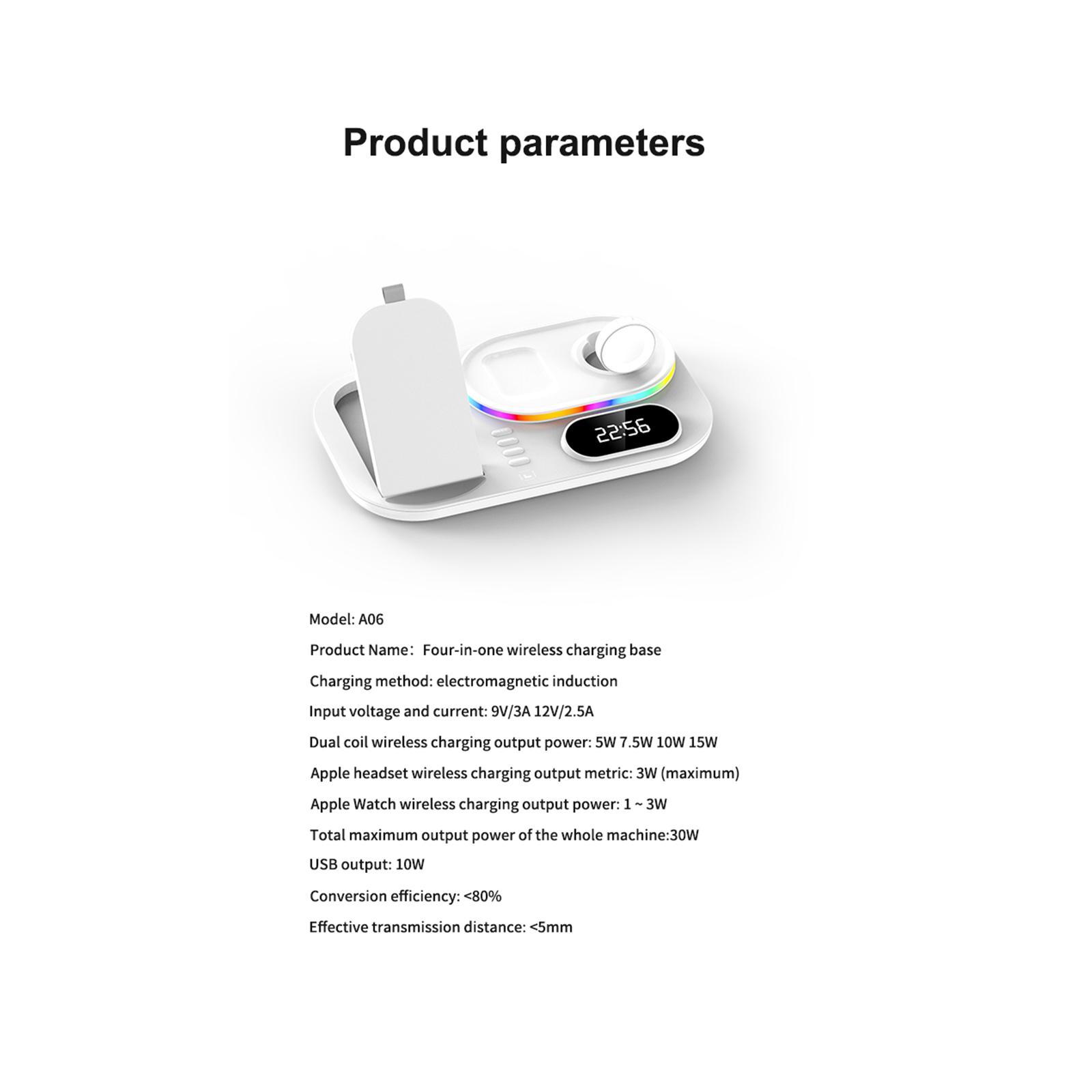 3 IN 1 Wireless Charger Stand Fast Charging Dock Adjustable Black