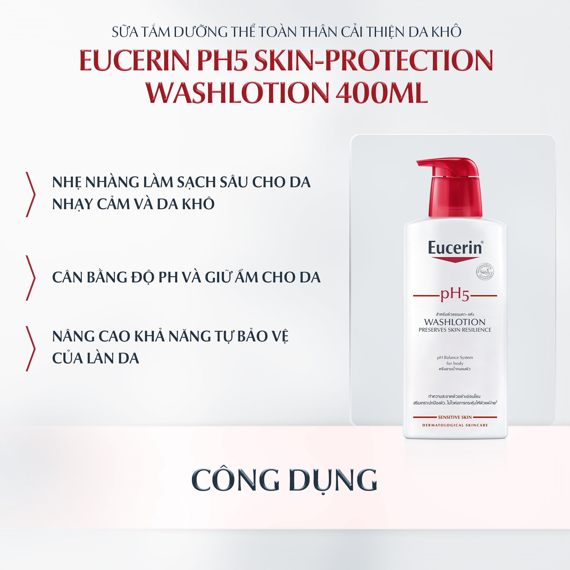 Sữa Tắm Cho Da Cơ Thể Nhạy Cảm Eucerin pH5 Skin-Protection Washlotion 400ml