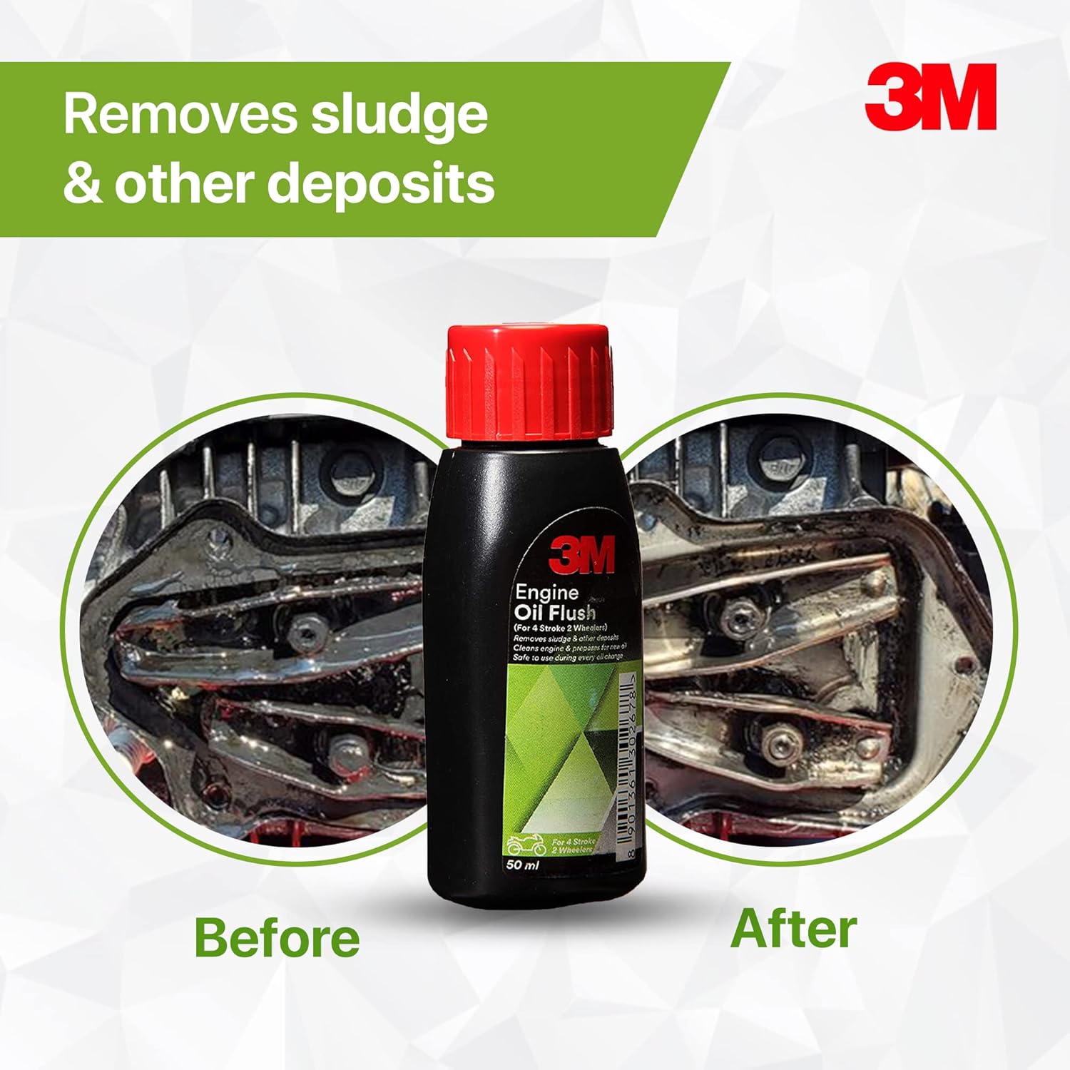Phụ gia nhớt vệ sinh động cơ xe máy 3M 50ml 3M-EOF50 - Tẩy cặn carbon, súc động cơ