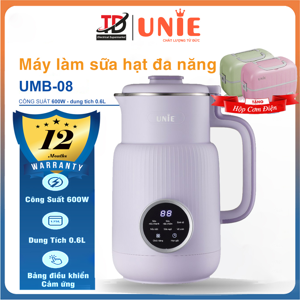 Máy làm sữa hạt đa năng Unie UMB08, Xay nấu 5 chức năng, Hàng chính hãng