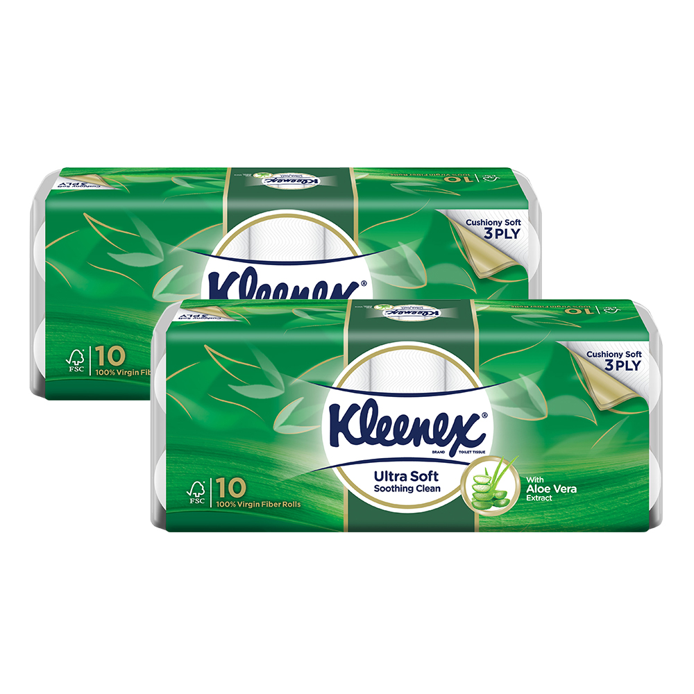 Combo 2 Giấy cuộn Kleenex lô hội 190 tờ x 10 cuộn x 3 lớp