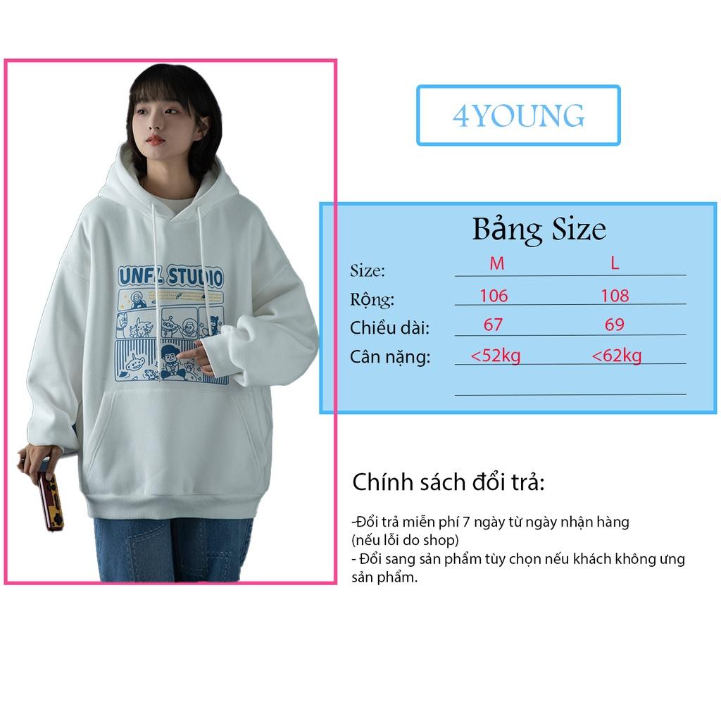 Áo Hoodie Nữ From Rộng Nỉ Bông Có Mũ Hai lớp In Chữ trước ngực