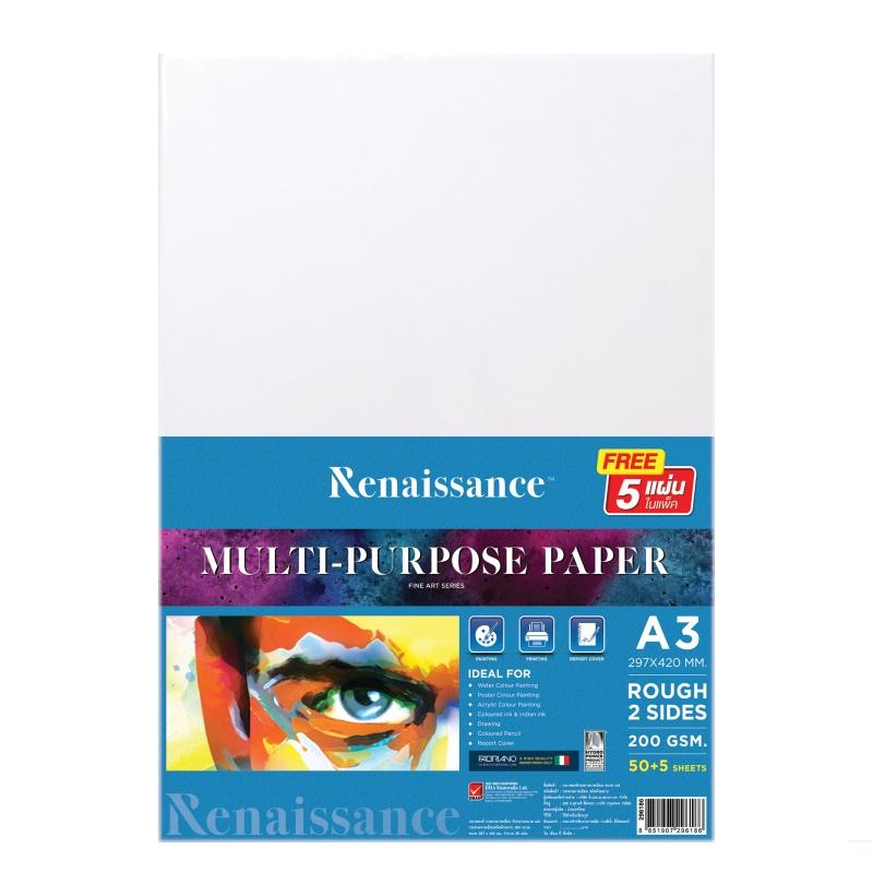 Tập 50 tờ giấy vẽ màu nước, giấy vẽ phác thảo cao cấp renaissance khổ A4/A3 loại giấy 200GSM (Thái Lan
