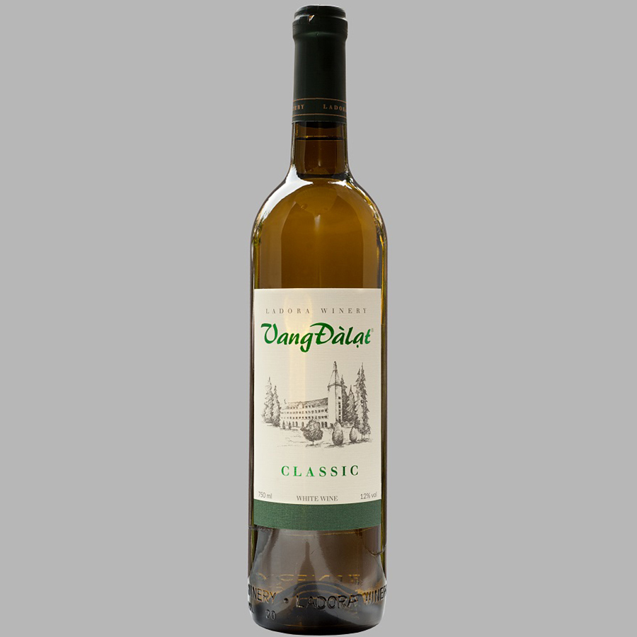 Rượu Vang Trắng Đà Lạt Classic White Wine 750ml 12% - Không kèm hộp