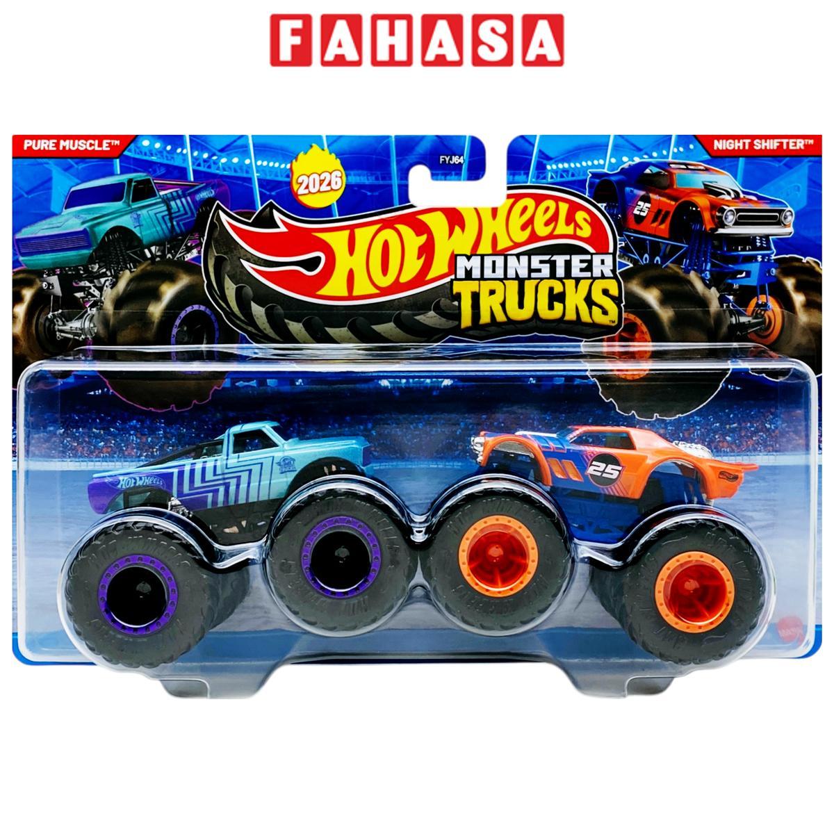 Đồ Chơi Bộ 2 Siêu Xe Monster Trucks - Hot Wheels FYJ64M - Pure Muscle + Night Shifter