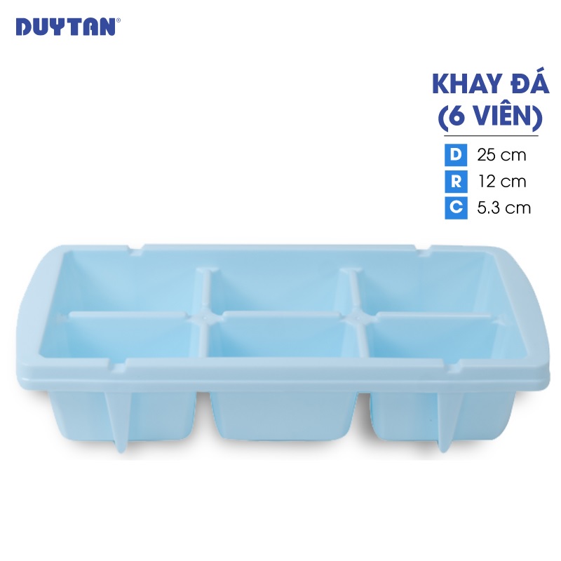 Khay đá 6 viên nhựa Duy Tân (25 x 12 x 5.3 cm) - 14358 - Giao màu ngẫu nhiên - Hàng chính hãng