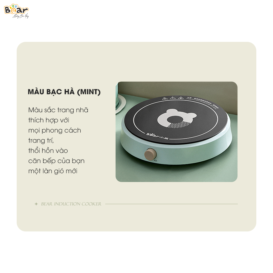 Bếp Điện Từ Bear Đa Năng 8 Mức Nhiệt Thích Hợp Đa Số Các Loại Nồi Mặt Bếp Làm Từ Gốm Thủy Tinh Cao Cấp SB-BT21W - Hàng Chính Hãng