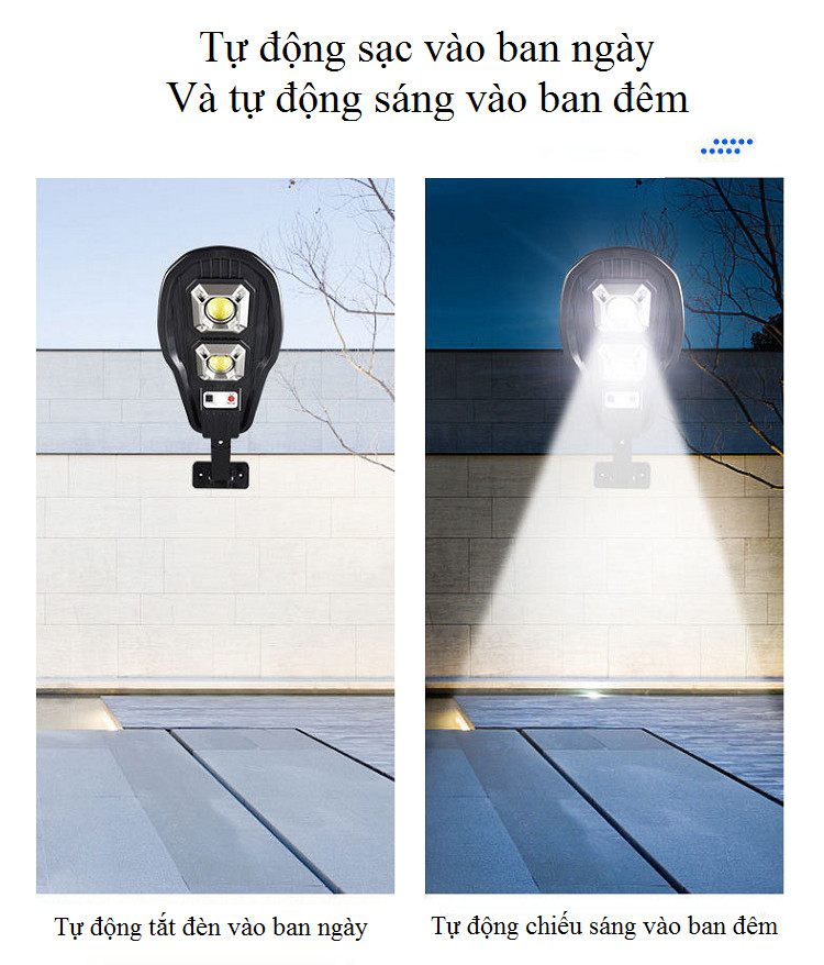 Đèn led năng lượng mặt trời cảm biến ánh sáng, dễ dàng lắp đặt, chuyên dùng ở công viên, sở thú, đường phố có ĐKTX