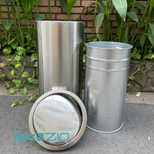 Thùng rác INOX nắp lật xoay KENZIO màu INOX K-A35-F