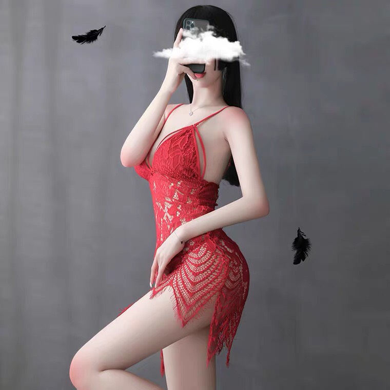 Váy ngủ nữ ren xuyên thấu đan dây bầu ngực sexy cao cấp Q504 - Đầm ngủ ren quyến rũ - Đồ ngủ nữ sexy - Đồ ngủ mạc nhà