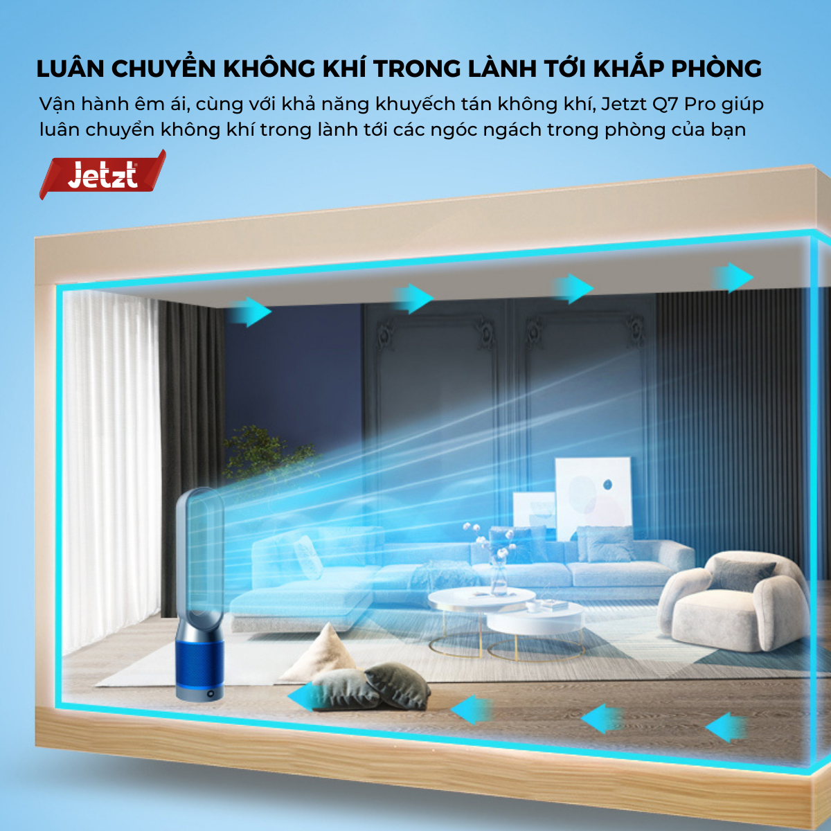Quạt không cánh tích hợp máy lọc không khí Jetzt Q7 , hàng chính hãng