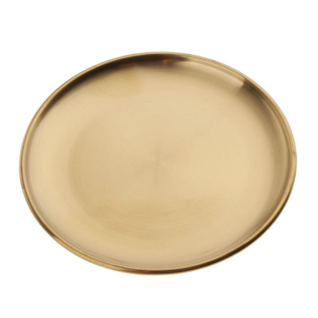 Set of 5 Stainless Dinner Plate Serving Dish for Grilled BBQ Picnic Golden