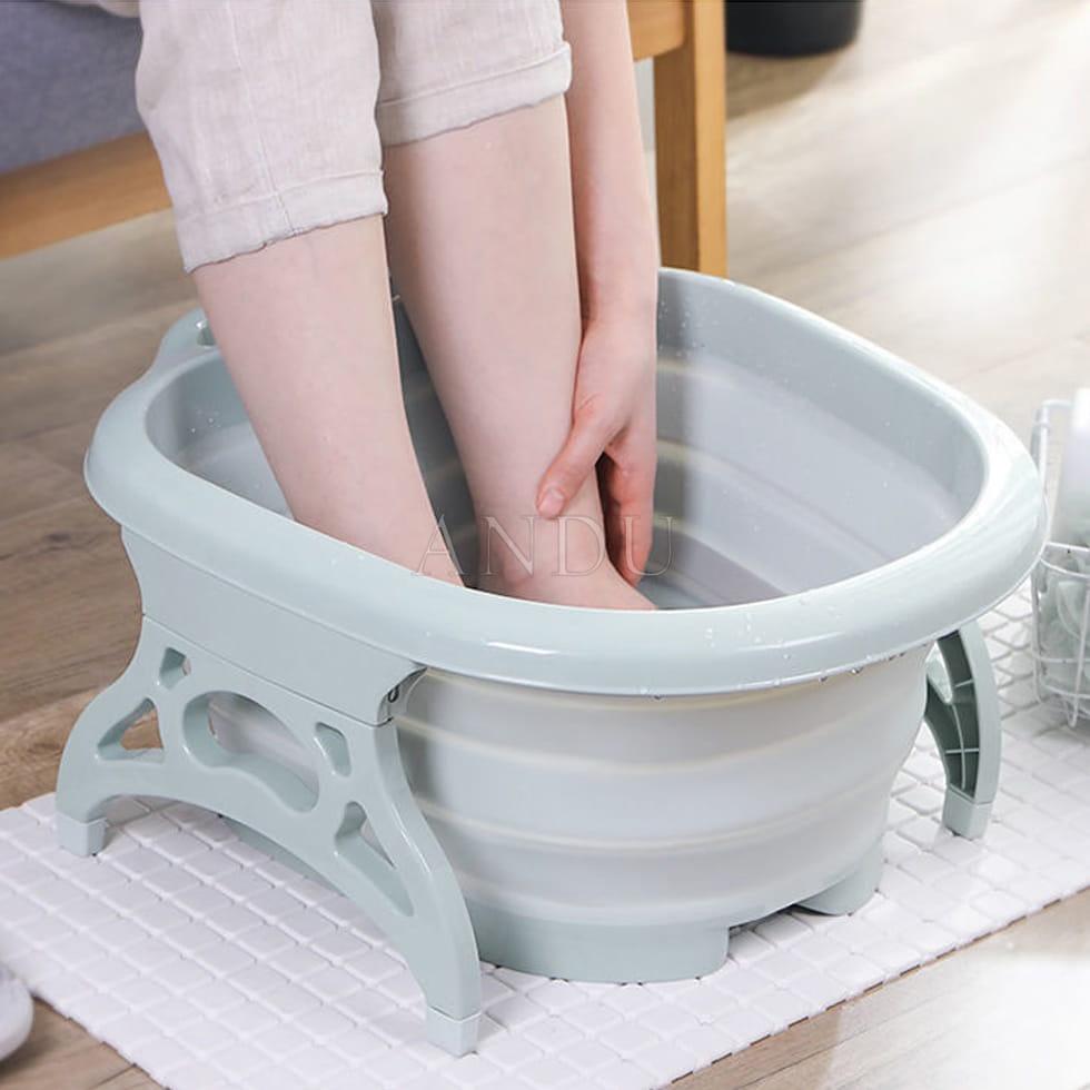 Chậu Ngâm Chân Gấp Gọn Có Con Lăn Massage Lòng Bàn Chân, Chậu Nhựa Ngâm Massage Chân
