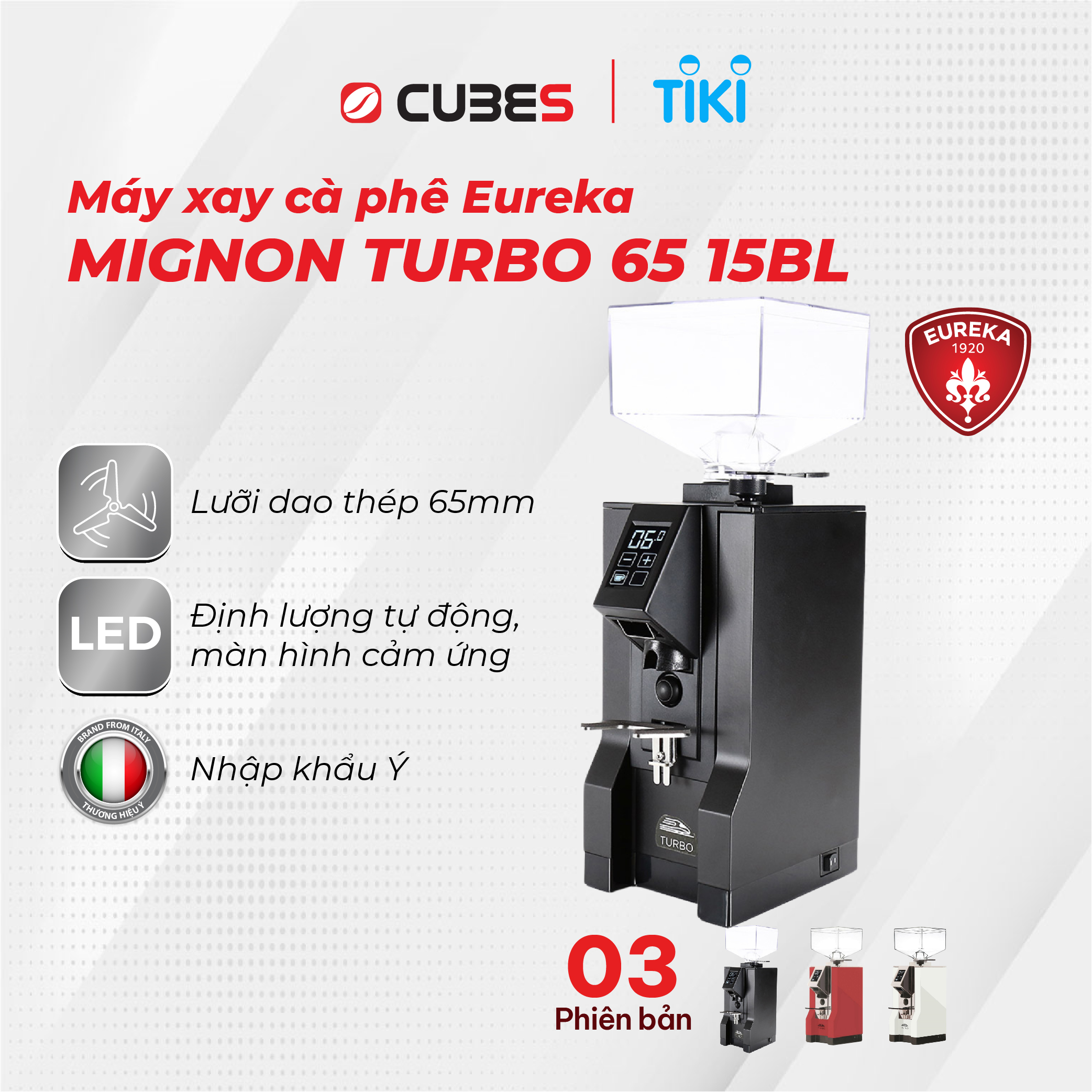 Máy xay cà phê Eureka Mignon Turbo 65 15BL - Hàng nhập khẩu từ Ý