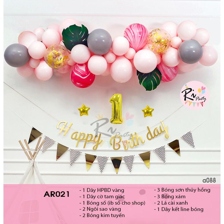 Set Bóng Trang trí sinh nhật đơn giản, xanh, hồng, BOY, GIRL