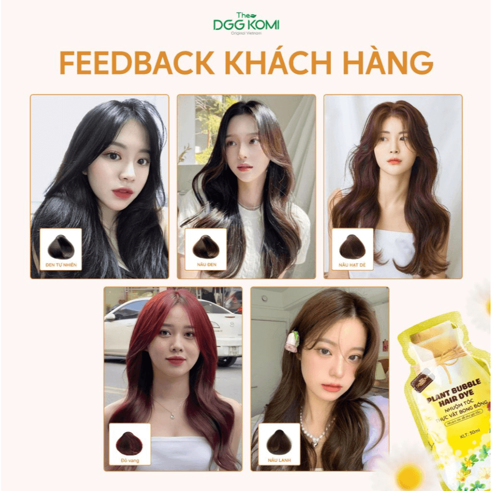 [Hộp 10 gói x 30ml] Nhuộm tóc bong bóng mật ong DGGKOMI nhuộm màu thời trang lên màu chuẩn salon