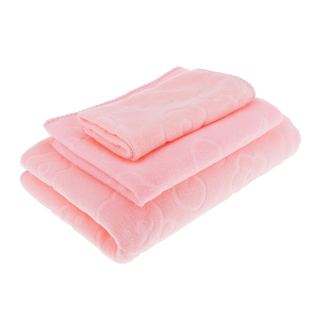 3 Pcs Towel Sets for Bathroom Home Bathtowel Water Absorbent Light Pink