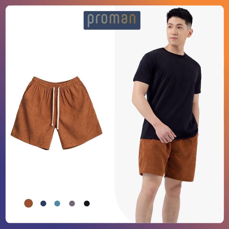 Quần đùi nam thể thao chất nhung co dãn cao cấp, quần short nam mặc nhà mềm mịn thấm hút mồ hôi QD06 - PROMAN