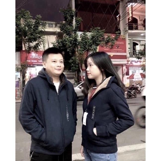 &lt;Quà tặng 1c dây buộc tóc &gt; Áo nỉ Hoodie lót lông cừu nam nữ, Áo khoác nỉ lót lông cừu - hinhin