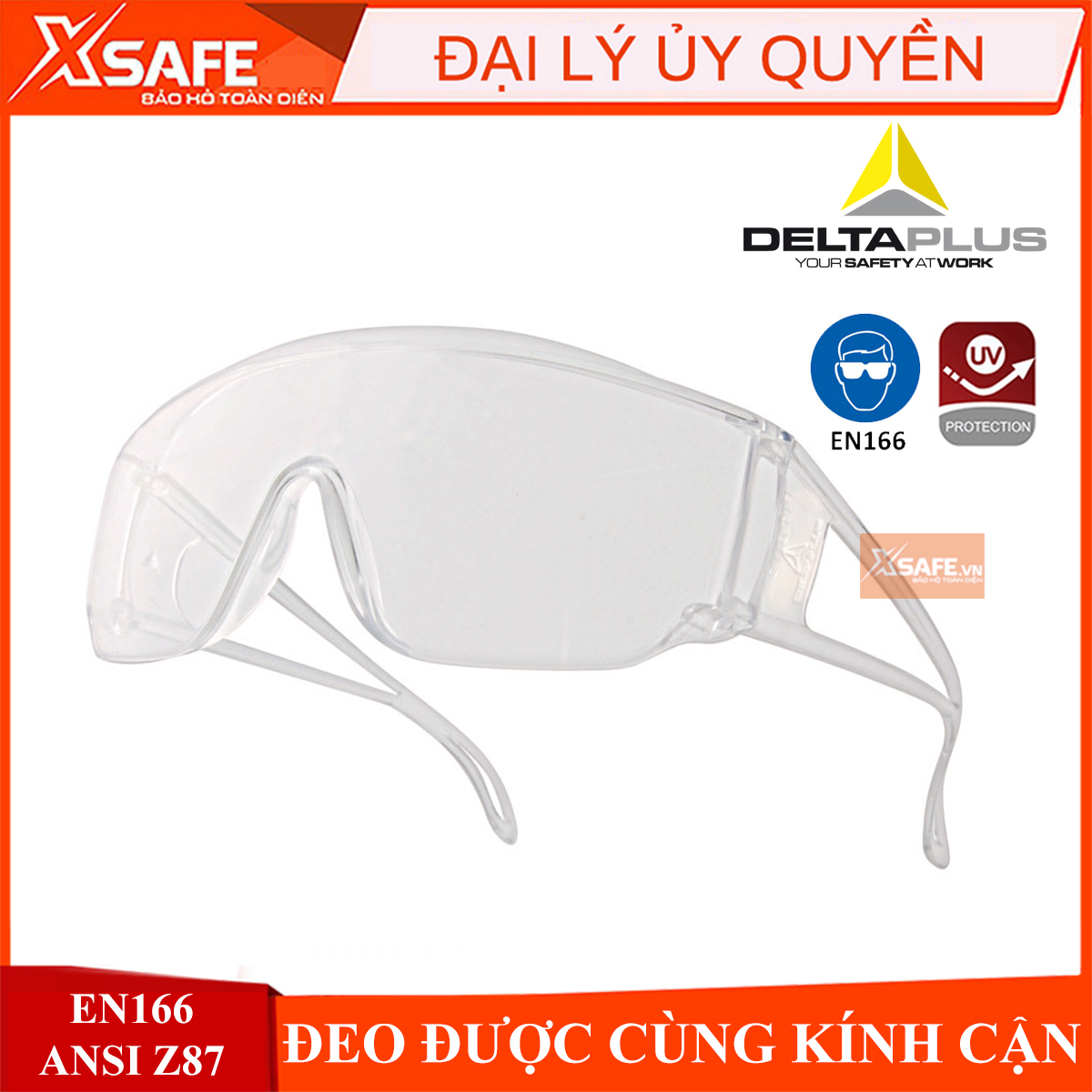 Kính bảo hộ Deltaplus Piton2 Kính chống bụi, chống tia UV, chống trầy xước,đọng sương, dùng trong lao động, đi xe máy