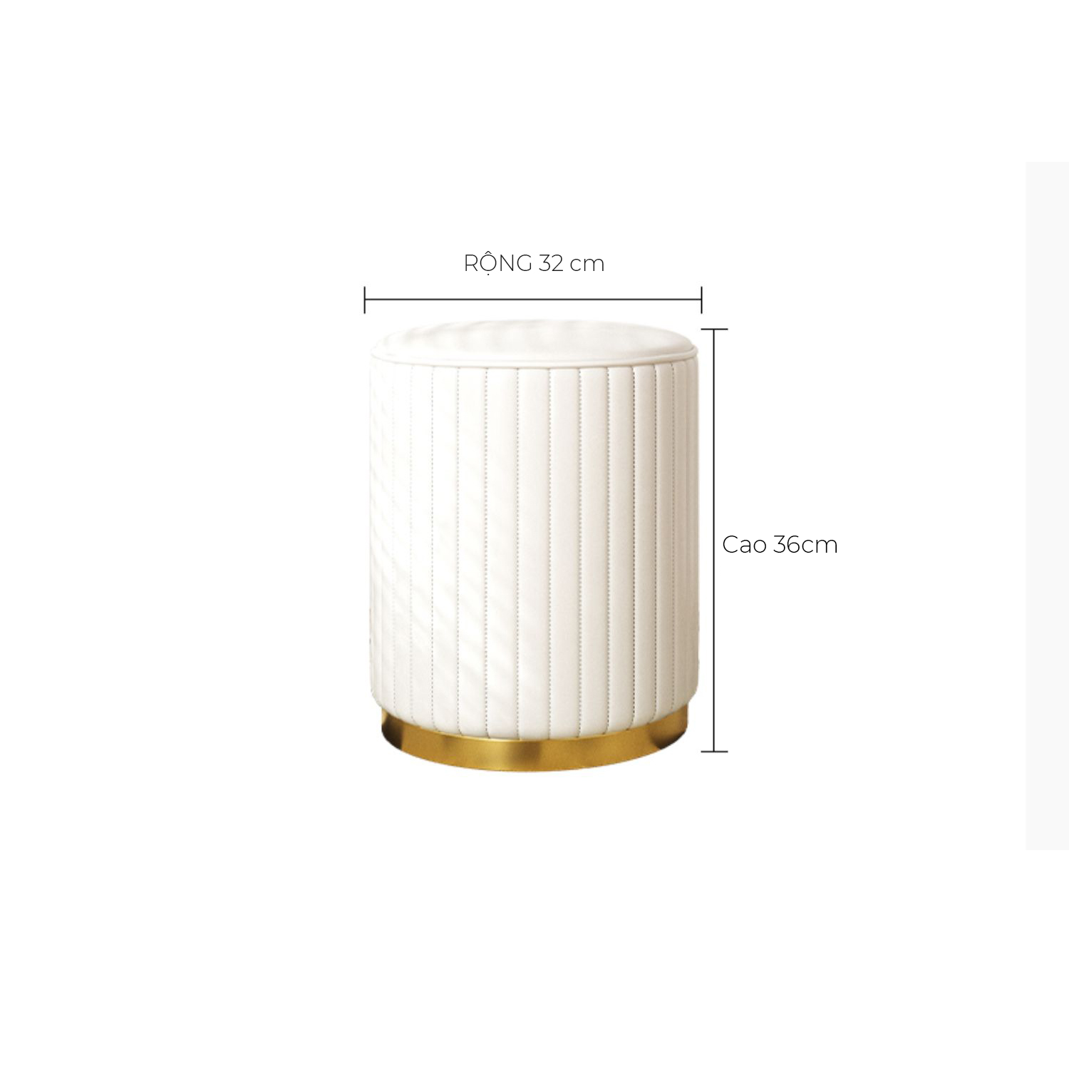 Ghế đôn sofa, ghế bàn trang điểm bọc nỉ màu trắng sang trọng thương hiệu IGA - GC45