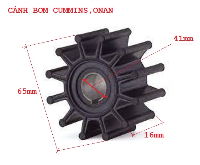 Cánh bơm Hàn Quốc 08-20-1201 dùng cho Sherwood 10615K, Cummins 3908220 CO1320292 CO1320348, Volvo 835874, Westerbeke 13930, Onan 132-0292, Perkins NA900012, Pleasurecraft R061017, Crusader 20300, Chris Craft 16.80-90131
