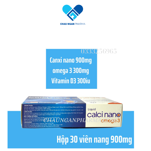 Liquid Calci nano omega 3 phòng ngừa loãng sương, phát triền chiều cao - Hộp 30 Viên