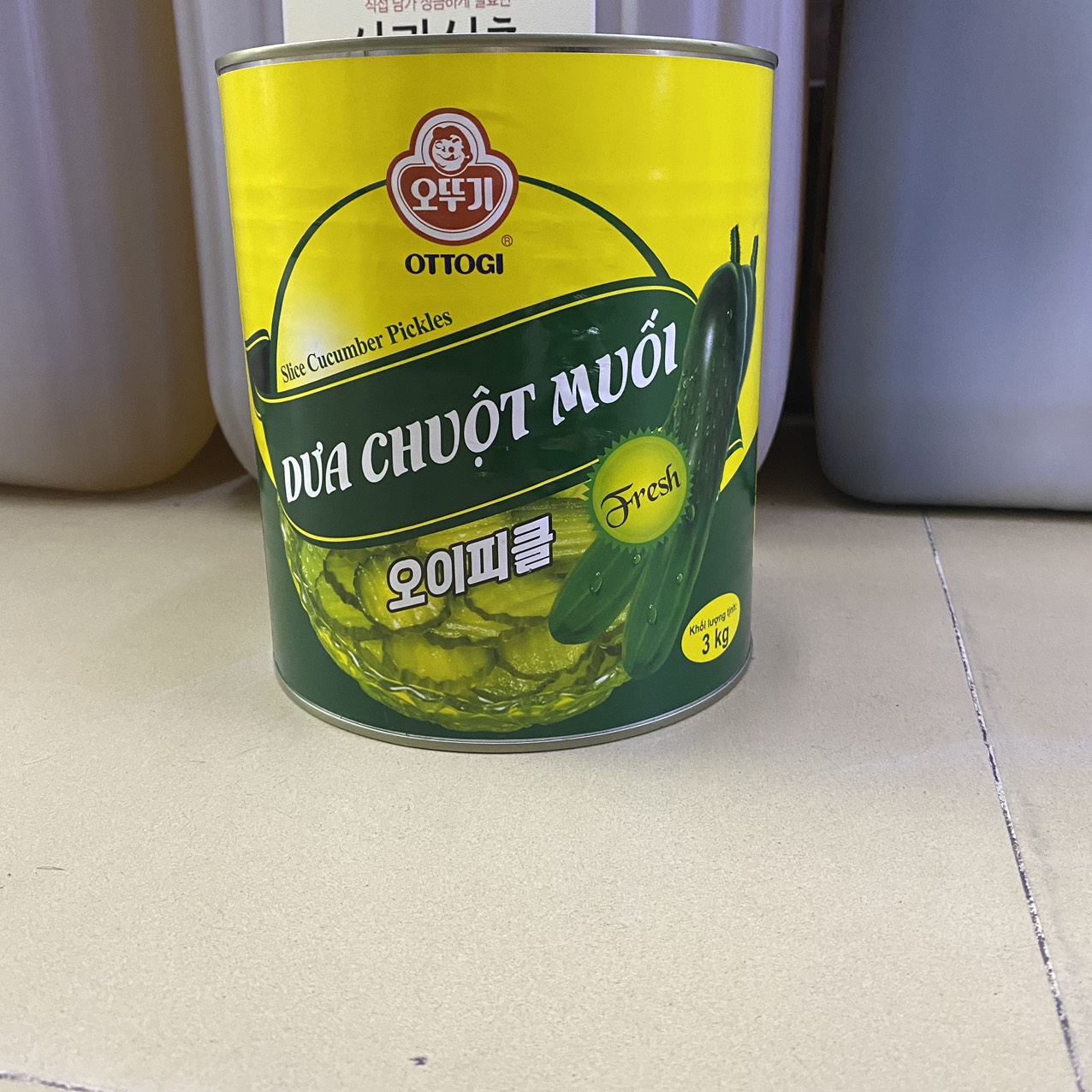 Dưa Chuột Đóng Hộp Ottogi Hộp 3KG / 오뚜기) 오이피클 슬라이스(캔) 3KG